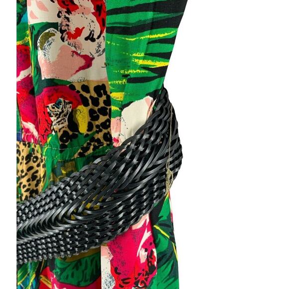 Vintage Carol Anderson Maxi Dress Women's Size 12 Belted Colorful Tropical Print - Picture 7 of 11